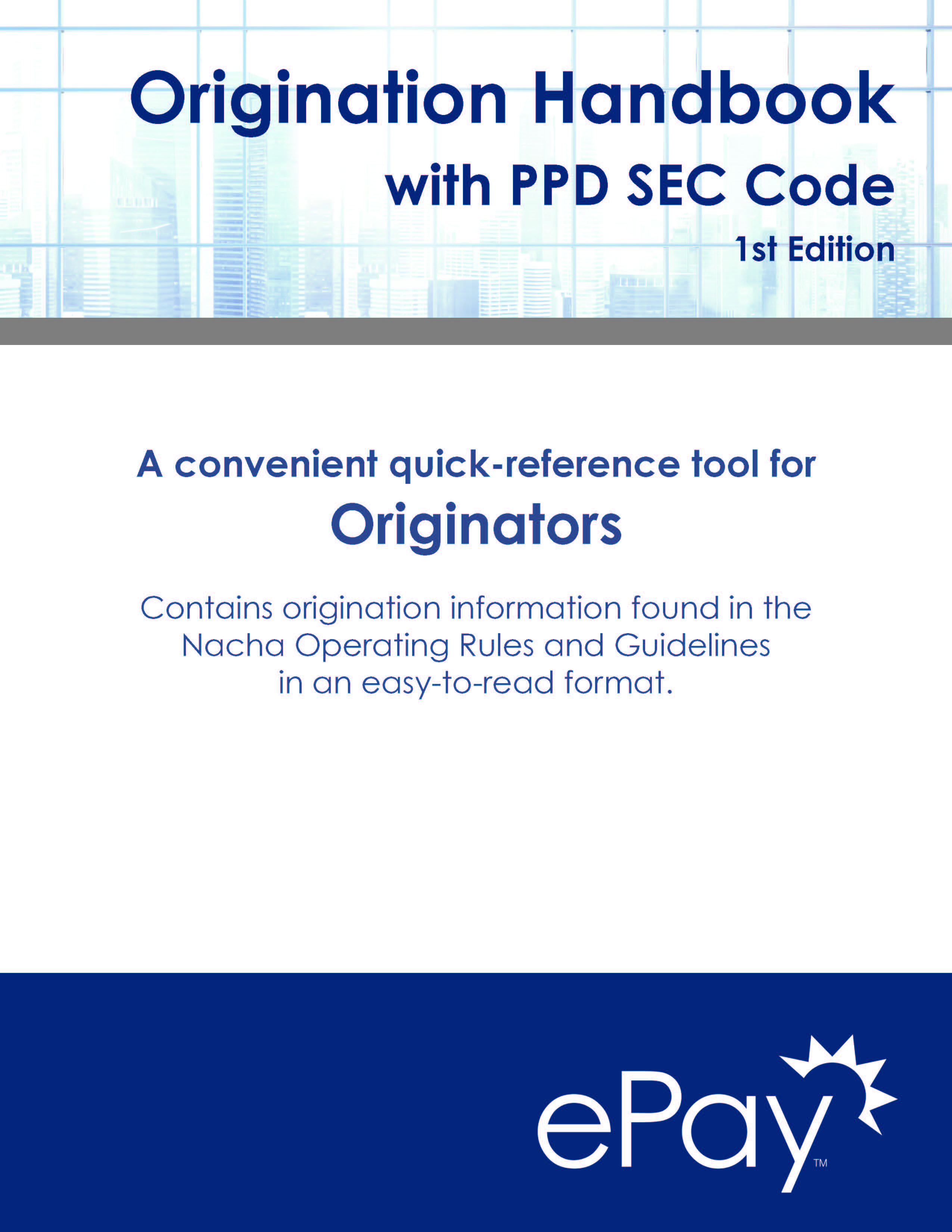 Pop Sec Code Example Origination Handbook - PPD SEC Code